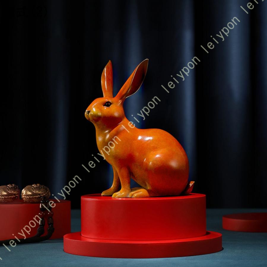 かわいい うさぎ 雑貨 真鍮製 インテリア 置物 縁起物 装飾 オブジェ ホーム オフィス 兎 オーナメント おしゃれ 風水 ホーム デコレーション プレゼント 招財_4