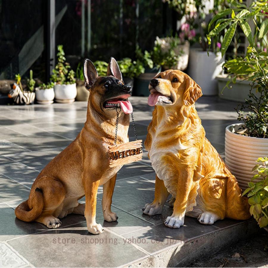 ガーデニング雑貨 置物 庭に置く おしゃれ 犬 かわいい ガーデンオーナメント オブジェ 動物 いぬ イヌ 犬の置物 大きい 防水 耐久 プレゼント インテリア