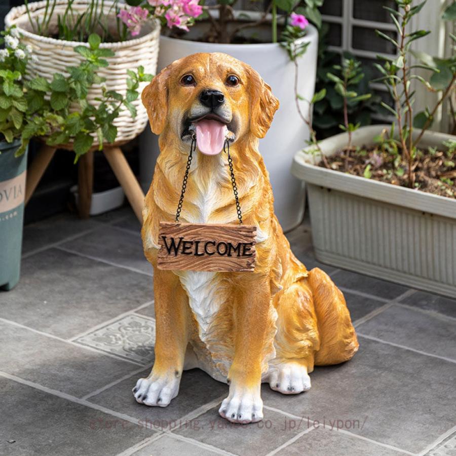 ガーデニング雑貨 置物 庭に置く おしゃれ 犬 かわいい ガーデンオーナメント オブジェ 動物 いぬ イヌ 犬の置物 大きい 防水 耐久 プレゼント インテリア