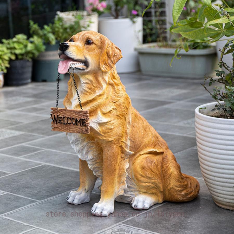 ガーデニング雑貨 置物 庭に置く おしゃれ 犬 かわいい ガーデンオーナメント オブジェ 動物 いぬ イヌ 犬の置物 大きい 防水 耐久 プレゼント インテリア