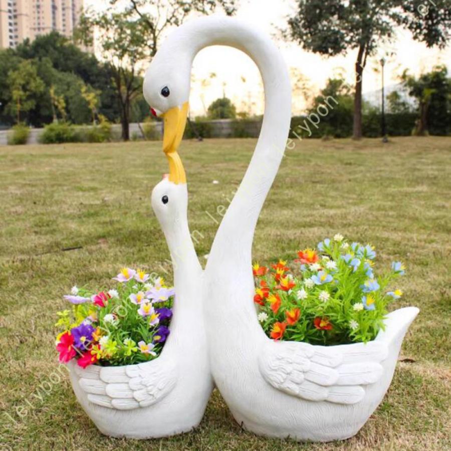 新品~白鳥の庭の置物N ガーデン 庭 白鳥 動物 アニマル 置物 オブジェ インテリア