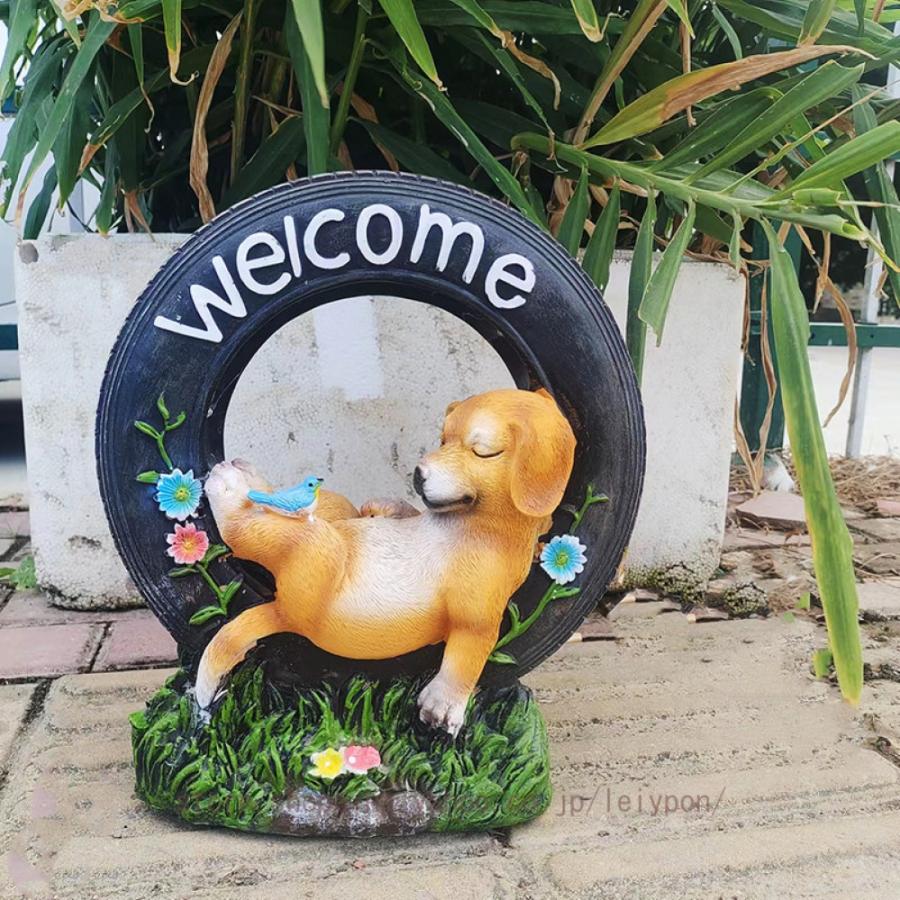 ソーラーライト 置物ライト 犬 動物 置物 オブジェ 玄関ライト