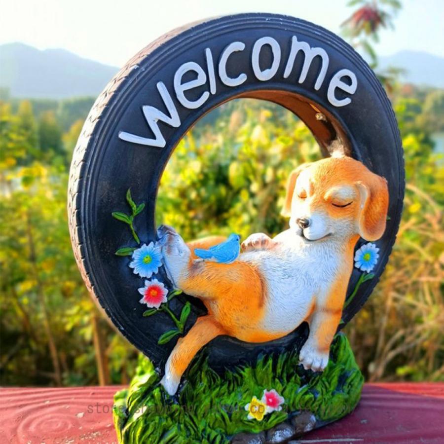 ソーラーライト 置物ライト 犬 動物 置物 オブジェ 玄関ライト
