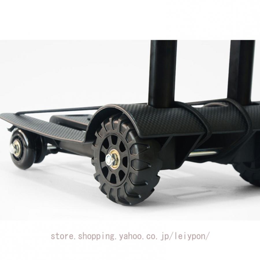 折りたたみ式台車 ストッパー付き静音車輪 耐荷重35kg 軽量コンパクト 固定用ゴムロープ付属 平台車 車載 防災用 折りたたみ式 コンパク トキャリーカート_14