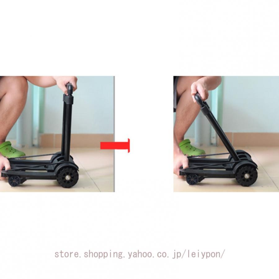 折りたたみ式台車 ストッパー付き静音車輪 耐荷重35kg 軽量コンパクト 固定用ゴムロープ付属 平台車 車載 防災用 折りたたみ式 コンパク トキャリーカート_6