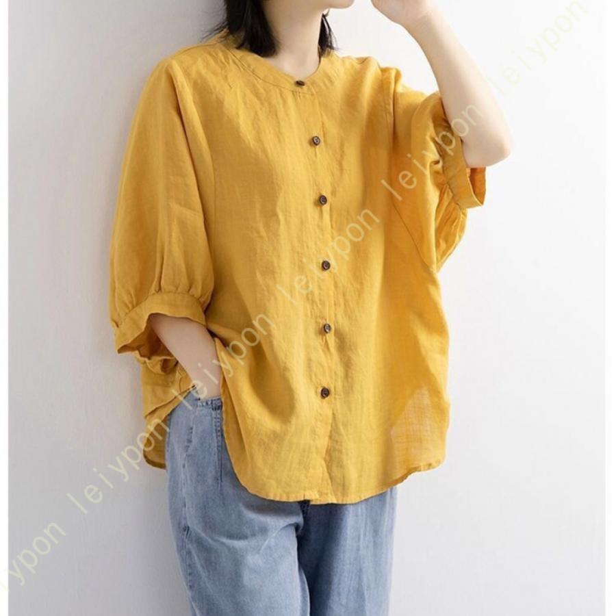 シャツワンピース ブラウス レディース シャツ トップス ロングシャツ 七分袖 薄手 UVカット カーディガン 体型カバー 無地 綿麻混 着痩せ 韓国 おしゃれ 薄手