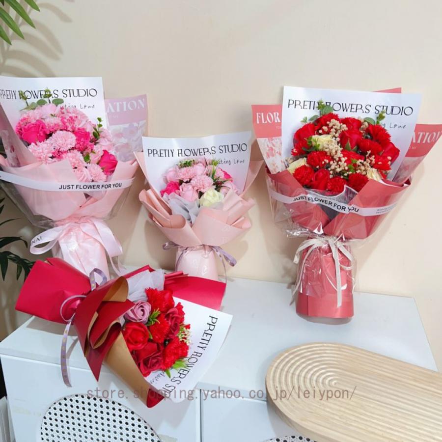 ソープフラワー 花束 ピンク ローズ ギフト 19輪ブーケ シャボンフラワー ソープフラワー ギフト プチギフト