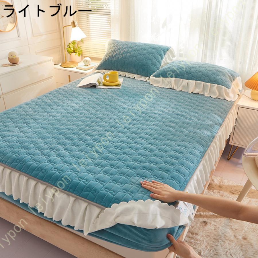 敷きパッド 敷パッド シングル あったか 起毛 冬 洗える ベッドパット 冬用 敷き布団 カバー 無地 シンプル ホテル仕様 マットレスカバー ダブル 単品売り_14