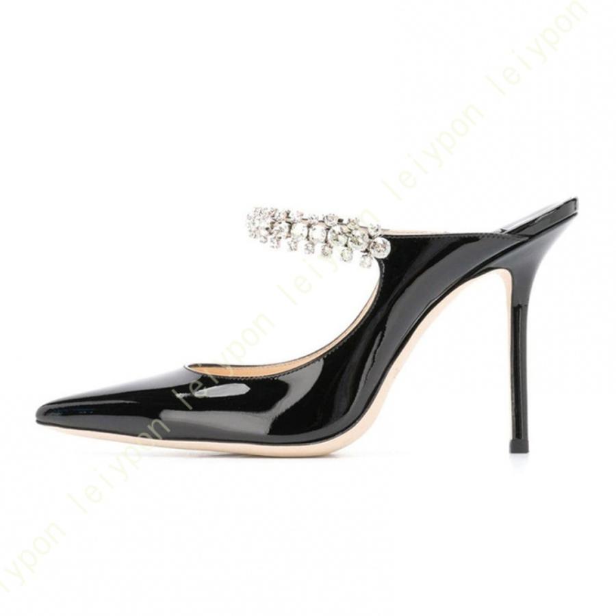 エナメルサンダル サンダル ミュール ビジュー 宴会ハイヒール サンダル 12cmヒール ピンヒール 美脚サンダル レディース 歩きやすい つっかけ おしゃれ 春夏 |  | 10