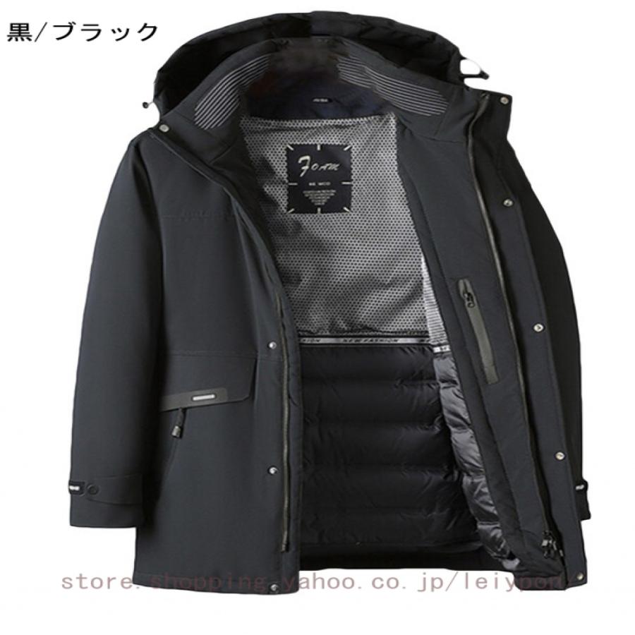 ダウンコート メンズ ロングコート ベンチ ダウンジャケット 防寒 冬 厚手 フート付き 中綿ジャケット 暖かい 大きいサイズ ゆったり アウトドア おしゃれ_5