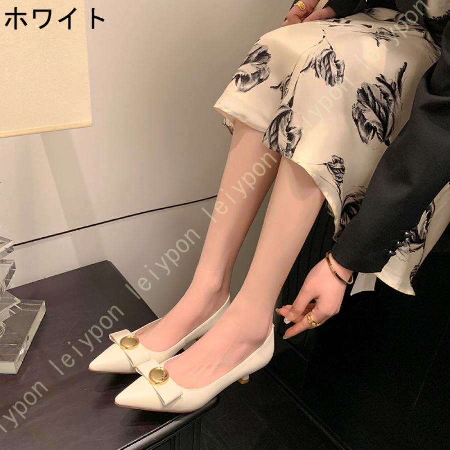 パンプス レディース 黒 ブラック 靴 厚底 ポインテッドトゥ ストラップパンプス 痛くない 柔らかい チャンキーヒール 太ヒール 4cmヒール 歩きやすい_5