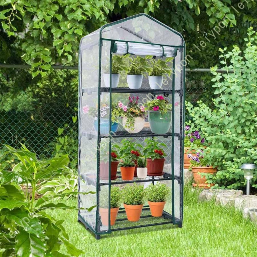 ビニール温室 ビニールカバー コンパクト スリム 簡単 組立 ファスナー 透明 家庭菜園 野菜 植物 花 鉢 観葉植物 多肉植物 保護 防鳥 防虫 育苗 雨除け 風除け_5
