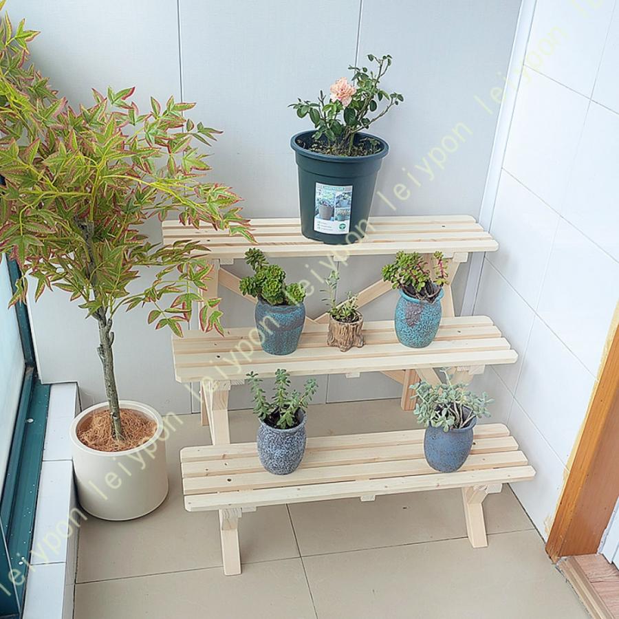 北欧 フラワースタンド 木製 屋外 3段 花台 風通しいい プランタースタンド 植物棚 多機能収納ラック 大容量 安定 組み立てが簡単 ガーデニング 棚_2