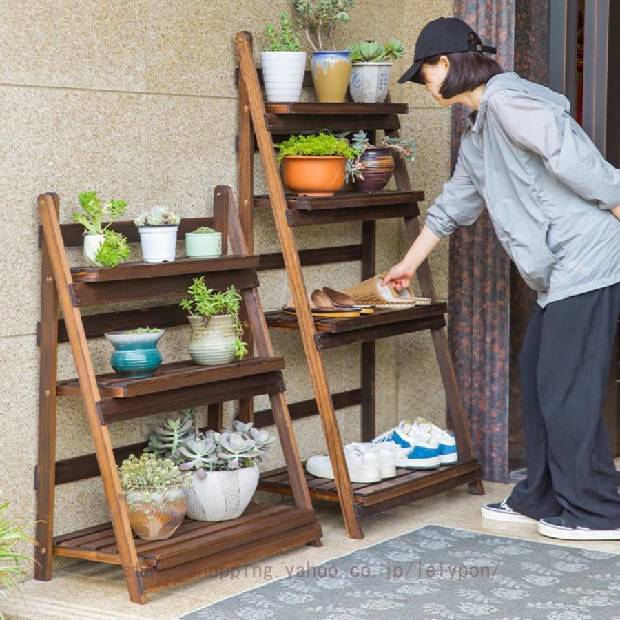 フラワースタンド 木製 おしゃれ ガーデンラック 3段 植木台 ガーデニング 棚 植木鉢台 室内 屋外 庭 観葉植物 花台 園芸ラック プランター台 盆栽スタンド_6