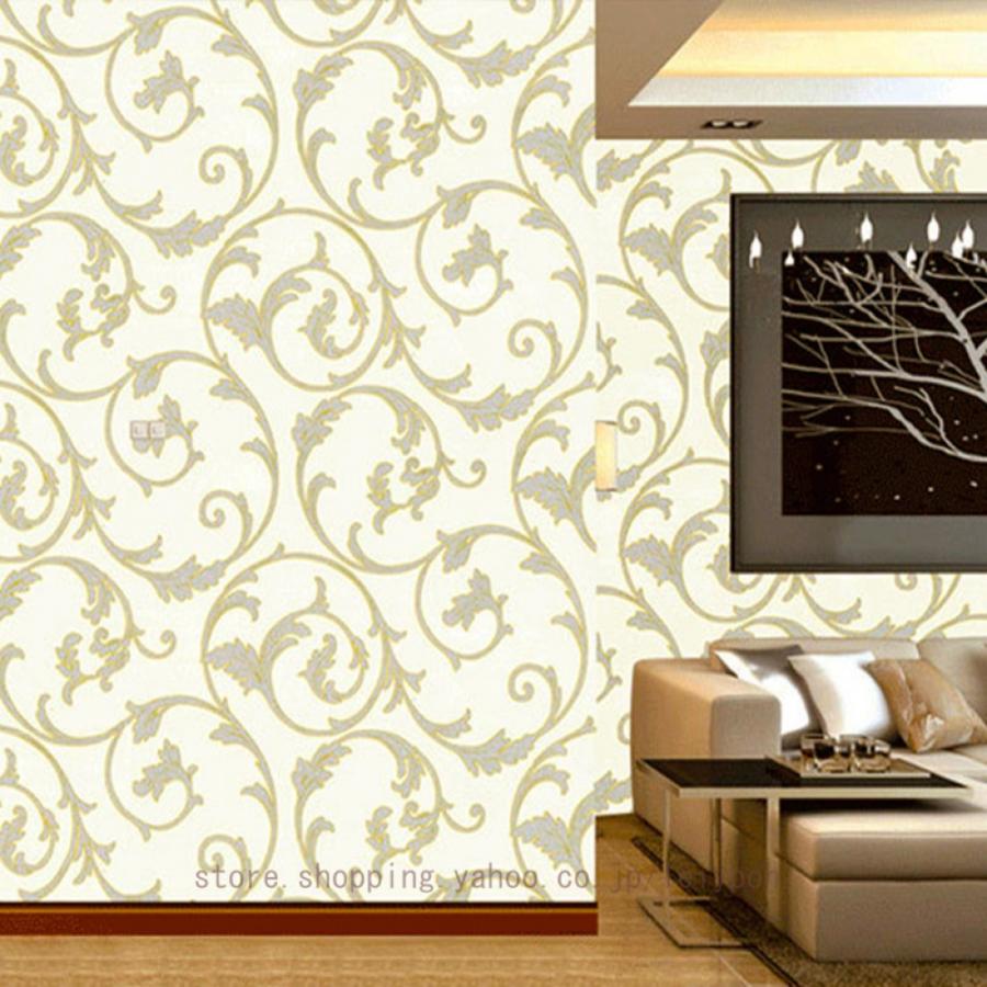 壁紙 のり付き エレガンス クロス ダマスク柄 ヨーロッパ調 ゴールド