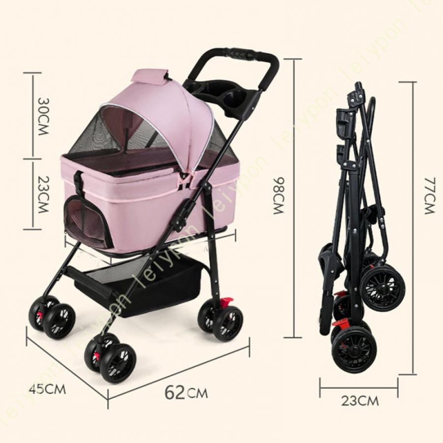 ペットカート 分離型 猫 犬用 バギー いぬ用 4輪 前輪360°回転 前後輪ブレーキ付き 組み立て簡単 コンパクト 軽量 4輪360°回転 多機能 取り外し可能