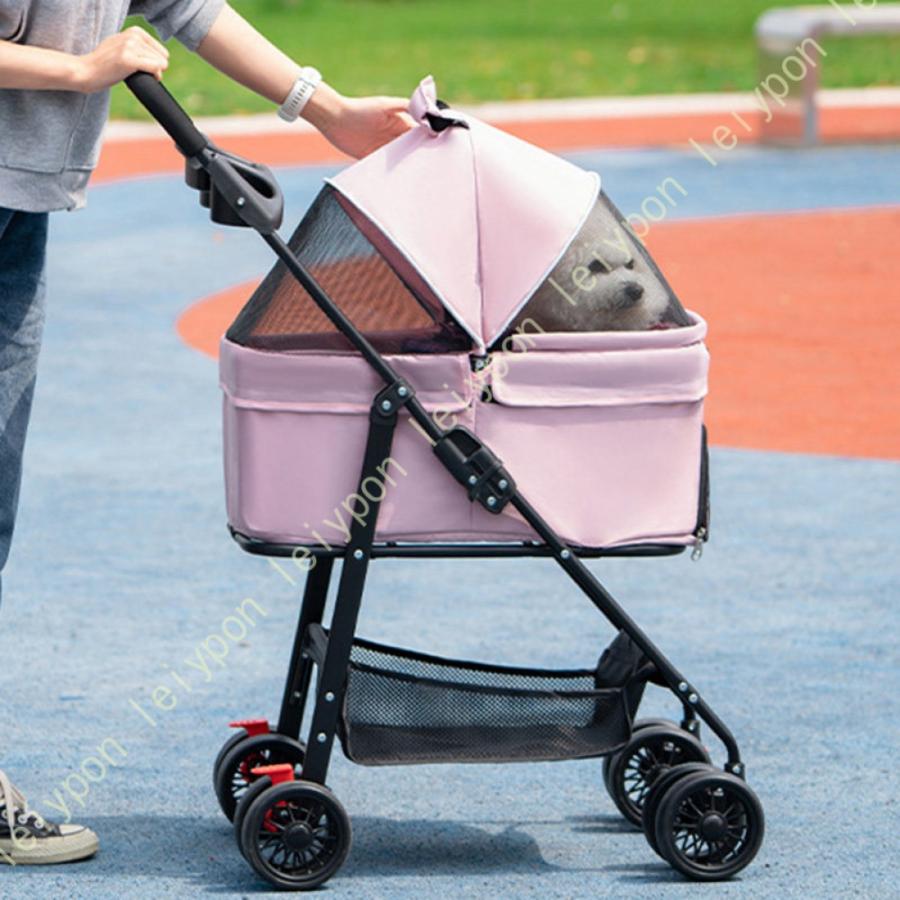 ペットカート 分離型 猫 犬用 バギー いぬ用 4輪 前輪360°回転 前後輪ブレーキ付き 組み立て簡単 コンパクト 軽量 4輪360°回転 多機能 取り外し可能
