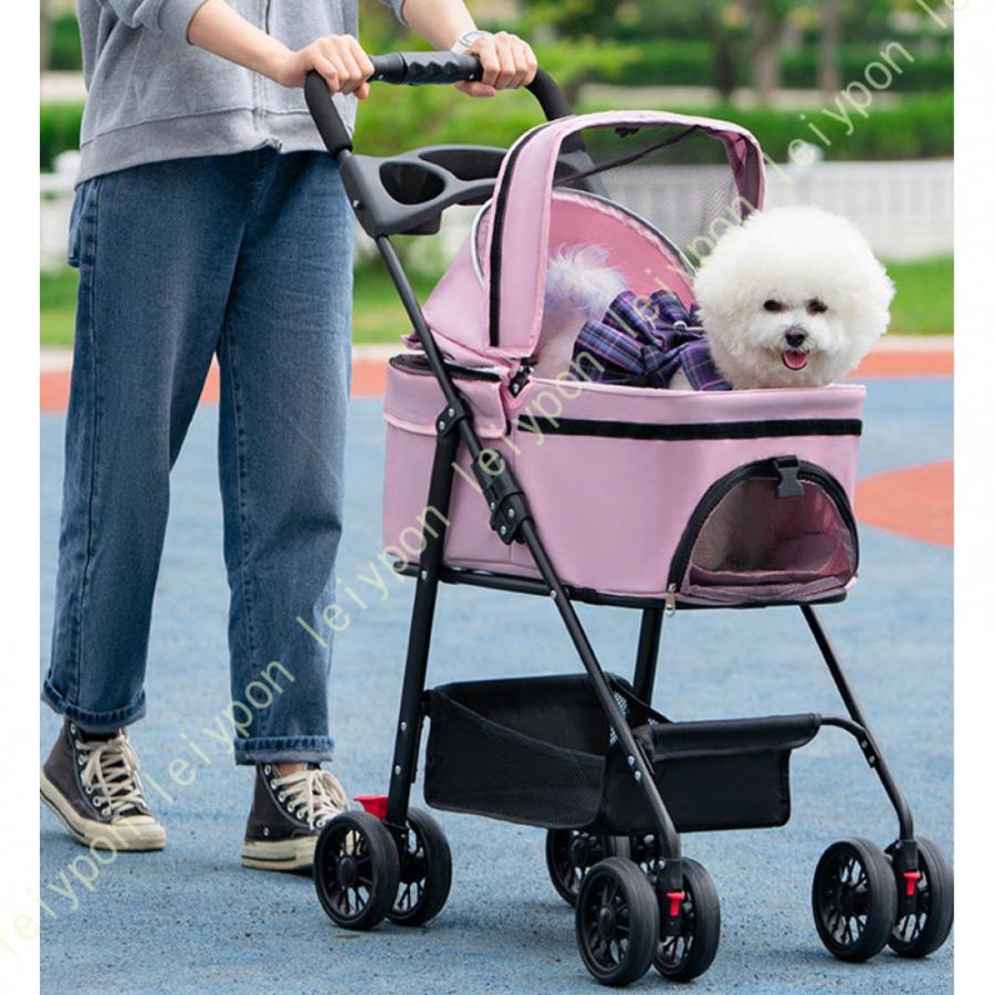 ペットカート 分離型 猫 犬用 バギー いぬ用 4輪 前輪360°回転 前後輪ブレーキ付き 組み立て簡単 コンパクト 軽量 4輪360°回転 多機能 取り外し可能