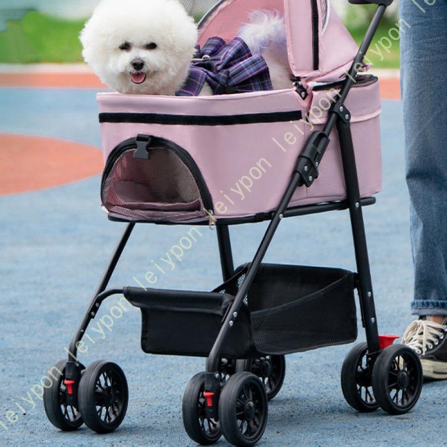 ペットカート 分離型 猫 犬用 バギー いぬ用 4輪 前輪360°回転 前後輪ブレーキ付き 組み立て簡単 コンパクト 軽量 4輪360°回転 多機能 取り外し可能