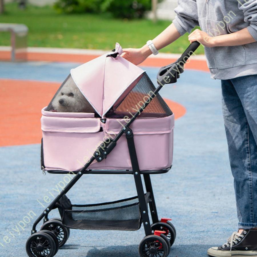 ペットカート 分離型 猫 犬用 バギー いぬ用 4輪 前輪360°回転 前後輪ブレーキ付き 組み立て簡単 コンパクト 軽量 4輪360°回転 多機能 取り外し可能