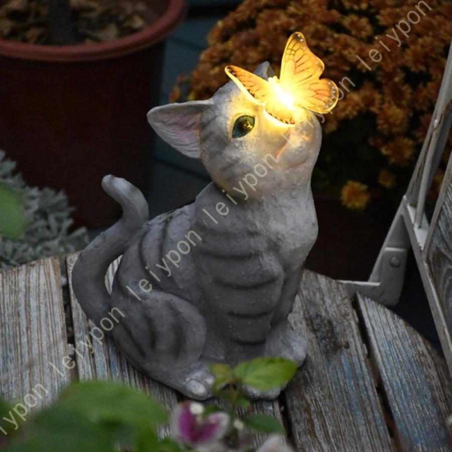 猫置物 ソーラーオーナメント LED 置物庭 ガーデンニング雑貨 猫置物 ソーラーオーナメント LED 置物庭 ガーデンニング雑貨