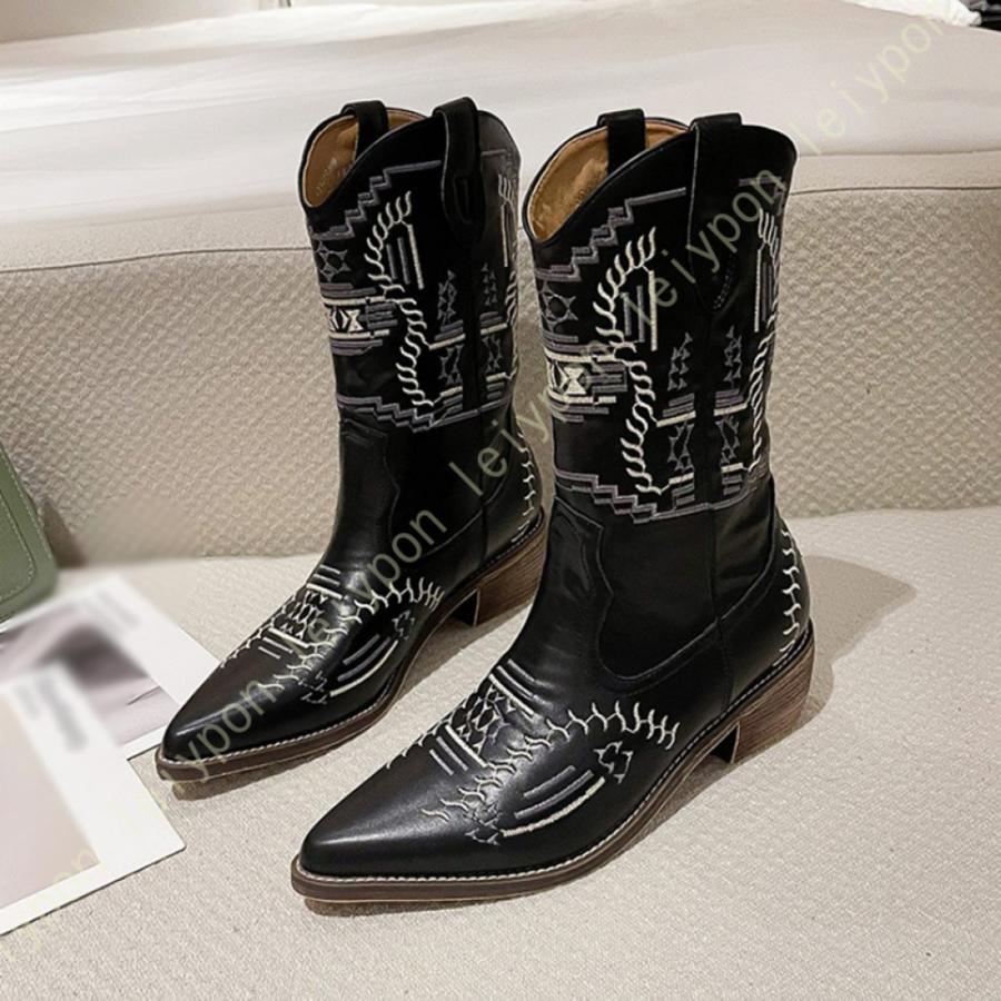 ウエスタンブーツ ミッドカーフ レディース カウボーイブーツ