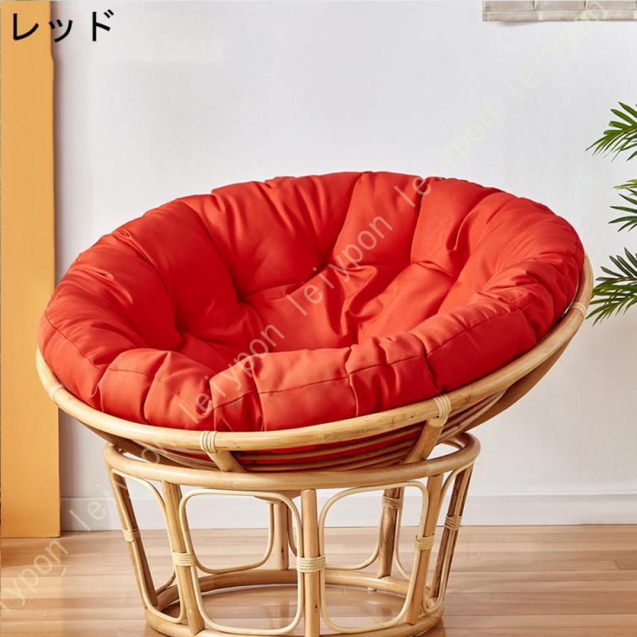 RUIママ専用 ラタン花柄クッション付きリラックスチェア 今枝商店 籐 回転座椅子 ラタンチェア ロータイプ クッション付