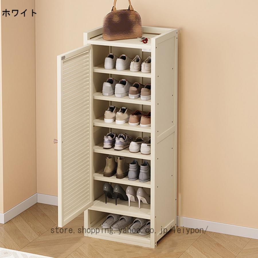 シューズボックス 下駄箱 8段 幅41×奥行32×高さ110cm 靴箱 ルーバー扉 通気性 玄関収納 省スペース 大容量 竹製 取り出しやすい 消臭 シューズラック 靴棚の画像