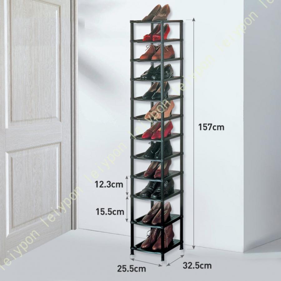 シューズラック たっぷり 収納 12段 スリム 奥行32cm ショートブーツ収納 省スペース ブーツ収納ラック 組み立て簡単 玄関収納 軽量 靴 収納コンパクト 靴棚の画像