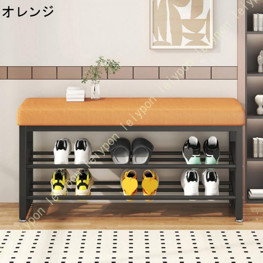 シューズラック 玄関ベンチ 3段 幅57cm×25cm 高さ50cm シューズ収納 シューズラック 玄関収納 靴箱 下駄箱 靴収納 オープンラック おしゃれ スツール 椅子の画像