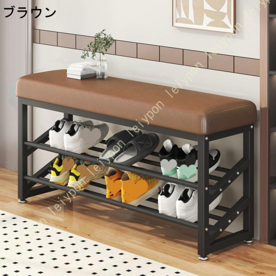 シューズラック 玄関ベンチ 3段 幅57cm×25cm 高さ50cm シューズ収納 シューズラック 玄関収納 靴箱 下駄箱 靴収納 オープンラック おしゃれ スツール 椅子の画像