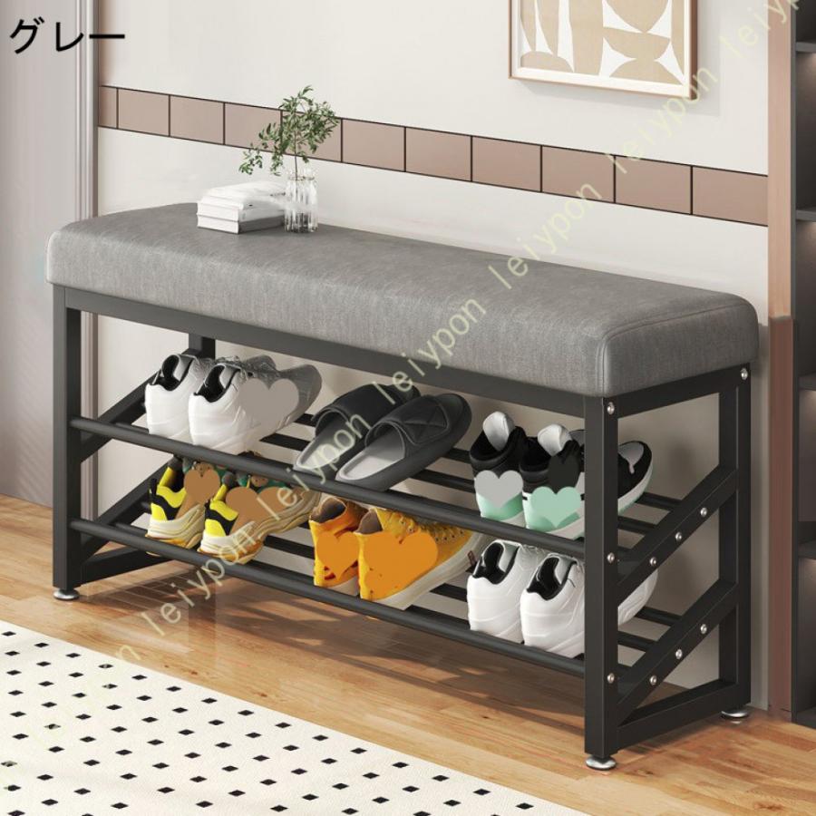 シューズラック 玄関ベンチ 3段 幅57cm×25cm 高さ50cm シューズ収納 シューズラック 玄関収納 靴箱 下駄箱 靴収納 オープンラック おしゃれ スツール 椅子の画像