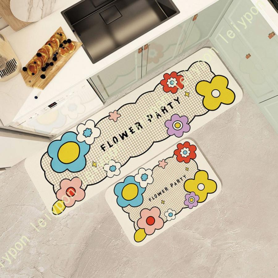 北欧 キッチンマット おしゃれ 台所マット 洗濯いらず 防水 拭ける 滑り止め 低反発マット 拭けるマット ずれない 抗菌消臭 傷防止マット 防水性と防汚 | 