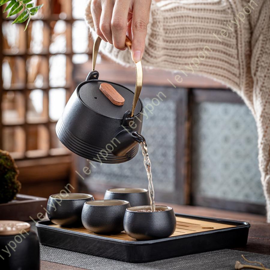 茶器セット 急須1 ミニ湯のみ6 陶器の茶こし付き はさみ焼 茶器 茶器セット 急須1 ミニ湯のみ6 陶器の茶こし付き はさみ焼 茶器