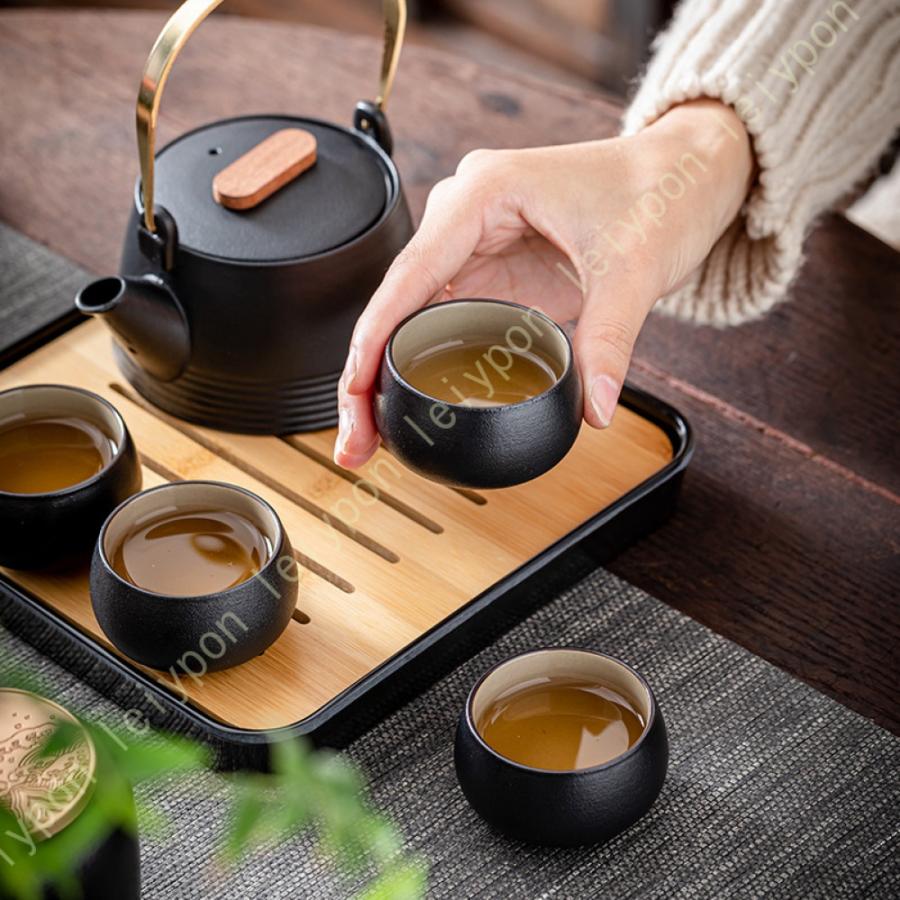 茶器セット 急須1 ミニ湯のみ6 陶器の茶こし付き はさみ焼 茶器 茶器セット 急須1 ミニ湯のみ6 陶器の茶こし付き はさみ焼 茶器
