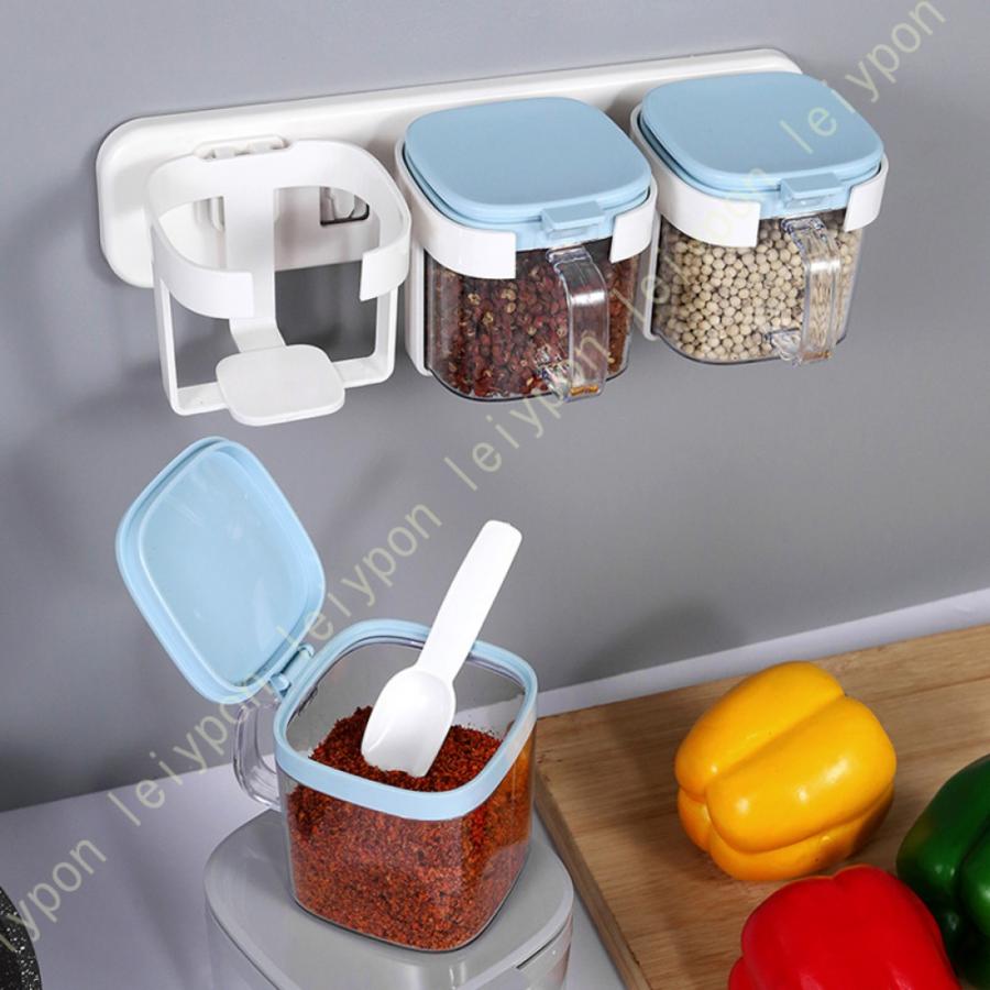 砂糖入れ 調味料入れ 調味料 容器 ブルー 透明安全性 作り置きに便利 便宜を図る パックアンド 小物整理 卓上収納 引き出し 台所 家庭用 入れ 塩 砂糖 ふた付 | 