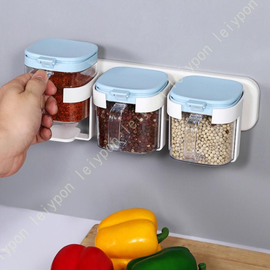 砂糖入れ 調味料入れ 調味料 容器 ブルー 透明安全性 作り置きに便利 便宜を図る パックアンド 小物整理 卓上収納 引き出し 台所 家庭用 入れ 塩 砂糖 ふた付 |  | 15