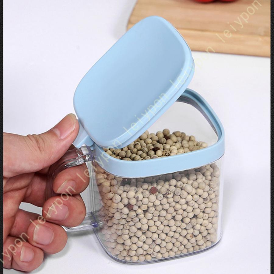 砂糖入れ 調味料入れ 調味料 容器 ブルー 透明安全性 作り置きに便利 便宜を図る パックアンド 小物整理 卓上収納 引き出し 台所 家庭用 入れ 塩 砂糖 ふた付 |  | 08