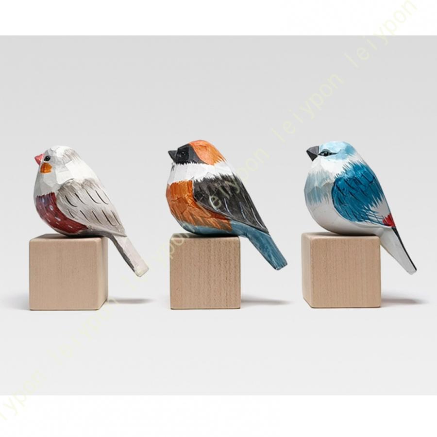 木製 鳥の彫刻 置物 自然風 鳥の彫刻 開運 癒し 木製彫刻 木彫りの置物 インコ 鳥 雀 鳥の