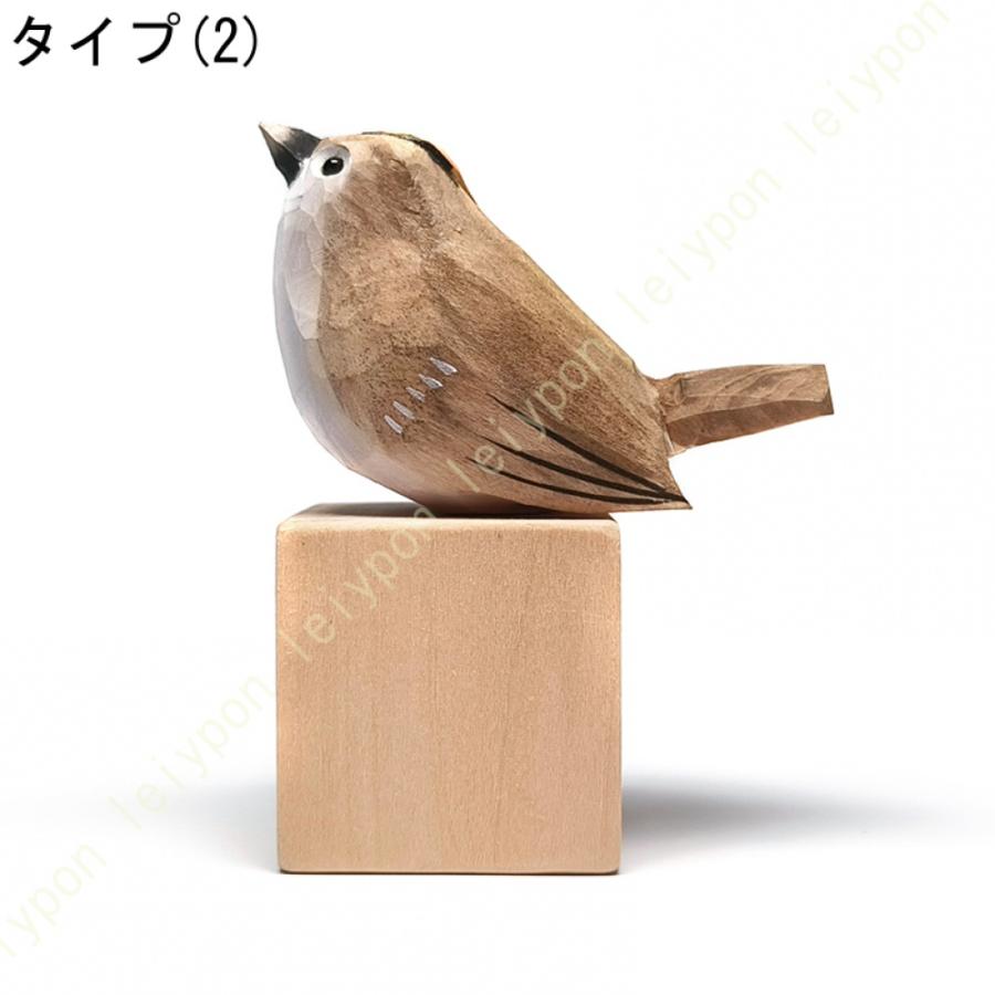 鳥の彫刻 開運 癒し 木製彫刻 木彫りの置物 インコ 鳥 雀 鳥の木製置物