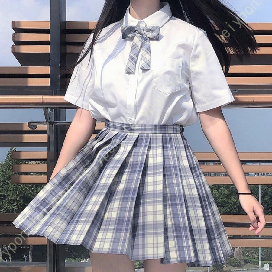 プリーツスカート スクール 制服 スカート チェック柄 無地 女子  