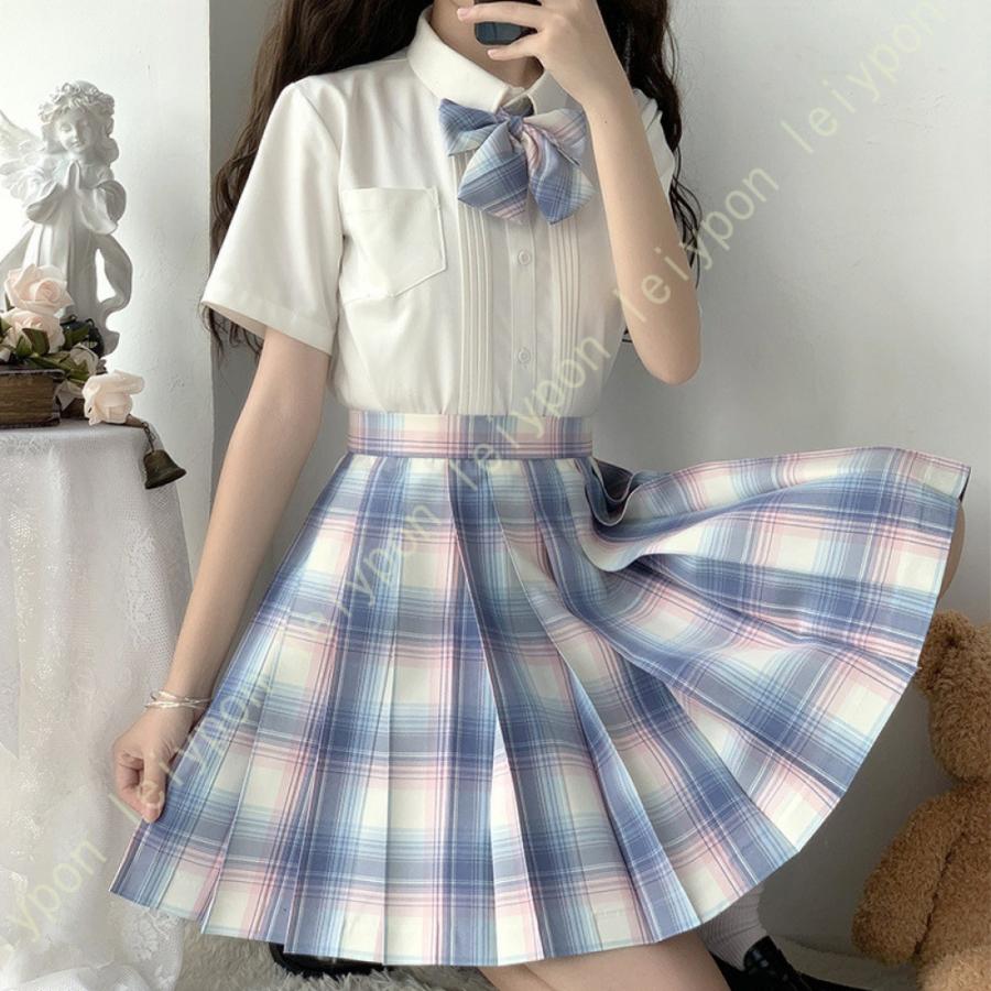 プリーツスカート ミニ チェック柄 プリーツ ハイウェスト 通学 女子