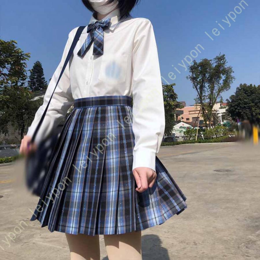 プリーツスカート ミニ チェック柄 プリーツ ハイウェスト 通学 女子