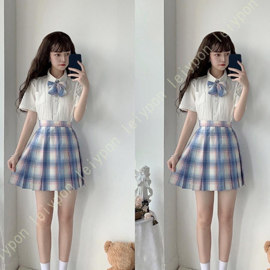 プリーツスカート ミニ チェック柄 プリーツ ハイウェスト 通学 女子