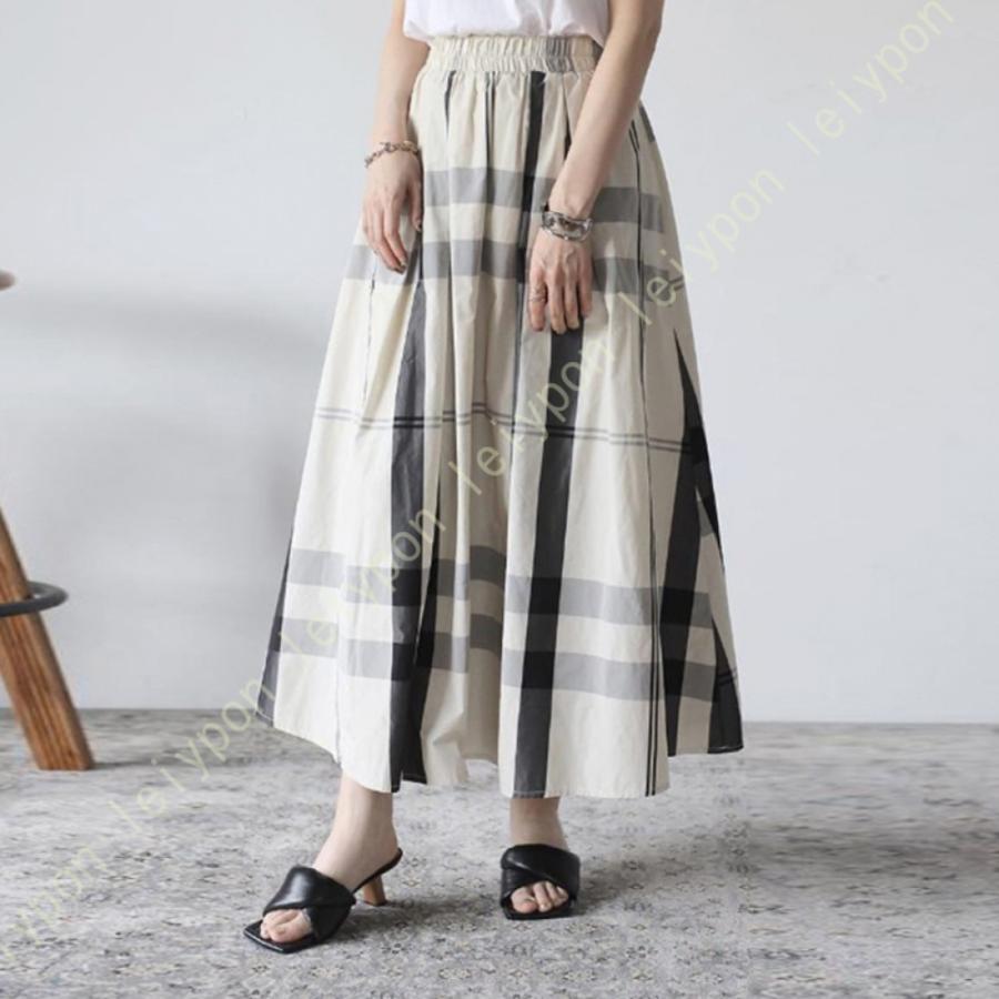 チェックスカート レディース フレア マキシ 巻きスカート ハイ  