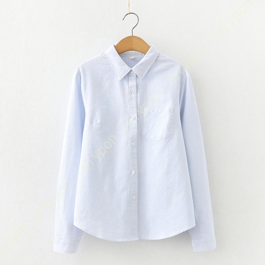 レディースシャツ 開襟 ブラウス オフィス ワイシャツ S~XL ブラウス レディース オフィス 襟付き ストライプシャツコーデ レディース スタンドカラー