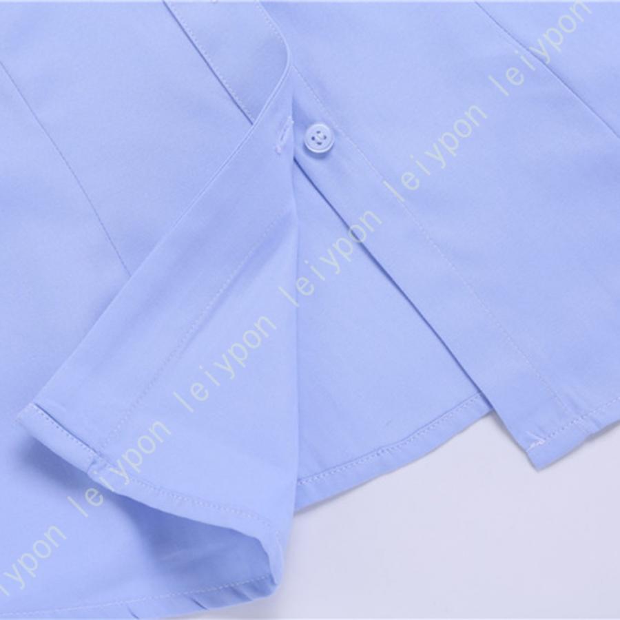 レディース ブラウス 透けない シャツ ワイシャツ 長袖 通勤 就活 ブルー 青 オフィス OL レギュラー スキッパー 就活 新生活 制服 ユニフォームにぴったり |  | 10