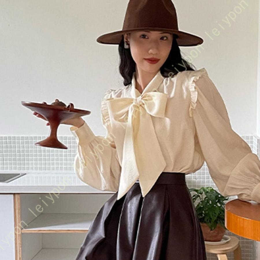 ボウタイ付 ブラウス カッターシャツ リボン レディース 白ブラウス ホワイト 事務服 オフィス 通勤 通学 トップス 清楚 ブラウス レディース オフィス 水色 ボウタイ付 ブラウス カッターシャツ リボン レディース 白
