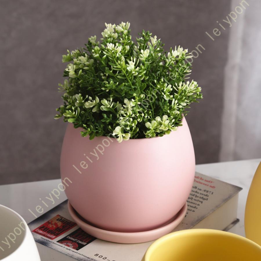 セラミック製 プランター 観葉植物 排水孔付き 受皿付き 通気性 マカロンカラー ツヤなし フラワーポット ins風 丸形 雑貨 小物入れ 収納 インテリア シンプル |  | 21