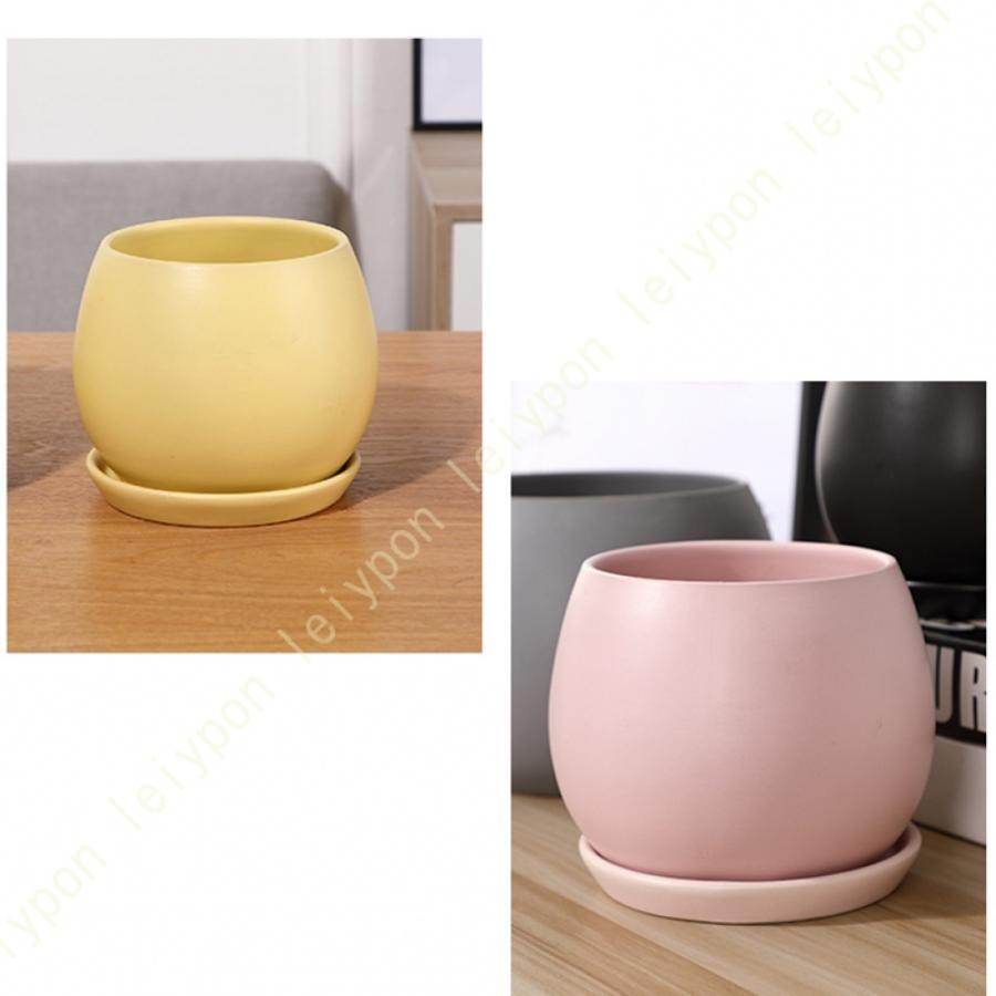 セラミック製 プランター 観葉植物 排水孔付き 受皿付き 通気性 マカロンカラー ツヤなし フラワーポット ins風 丸形 雑貨 小物入れ 収納 インテリア シンプル |  | 22